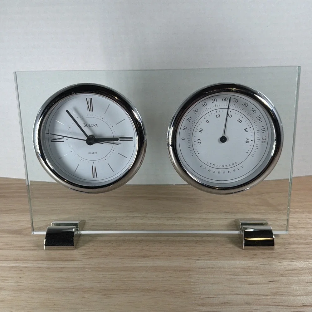 Bulova Mineral Glass Table Clock B2880 Camberley-Continuous Sweep Second Hand